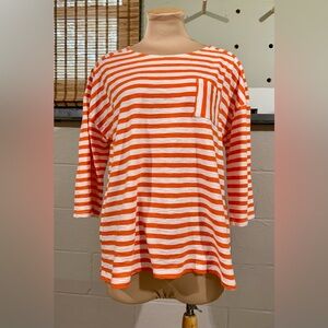 Talbots Orange and White Striped Long Sleeve Tee